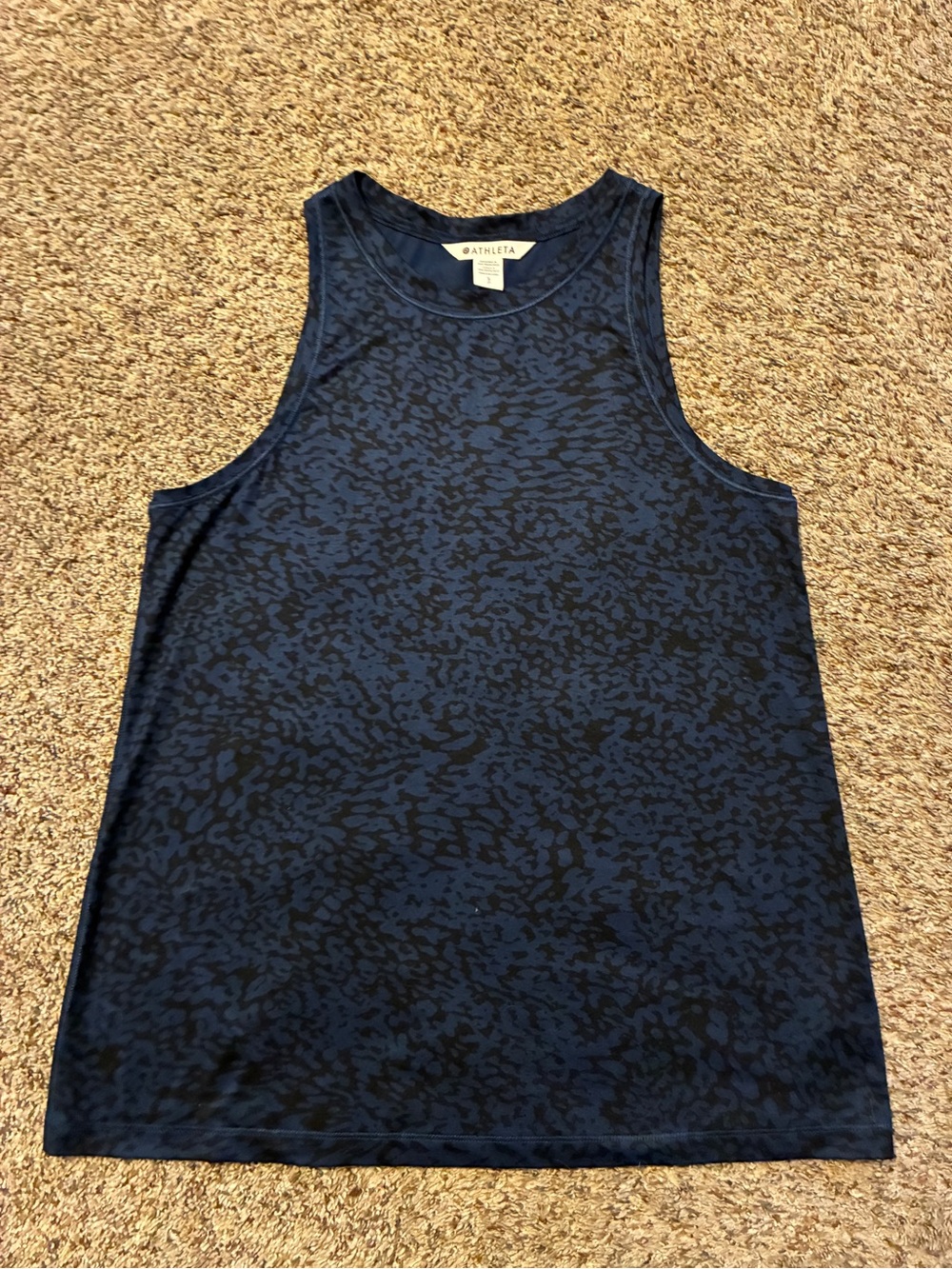 Athleta Dark Navy Patterned Workout Tank